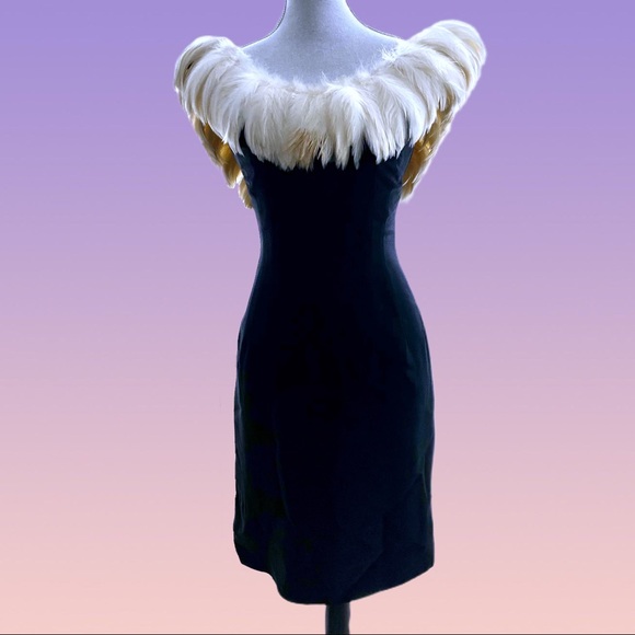House of Chase Dresses & Skirts - Vintage House of Chase ‘50s 60s Cocktail Feather Rhinestone Sheath Dress